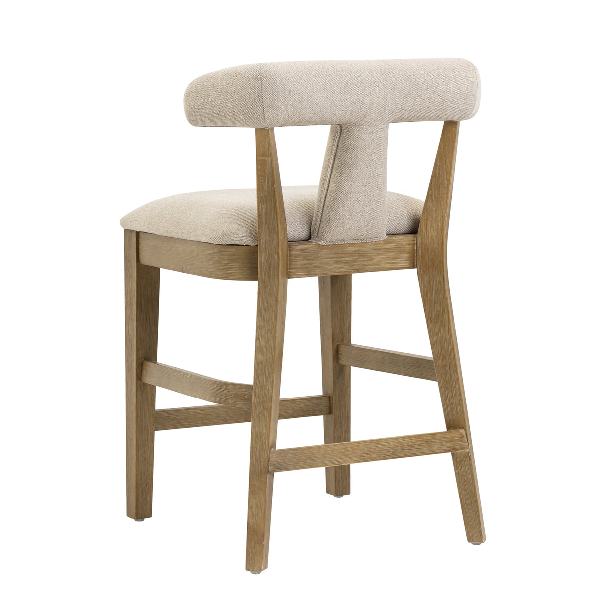 Modern Upholstered Counter Stool with Back Light Brown