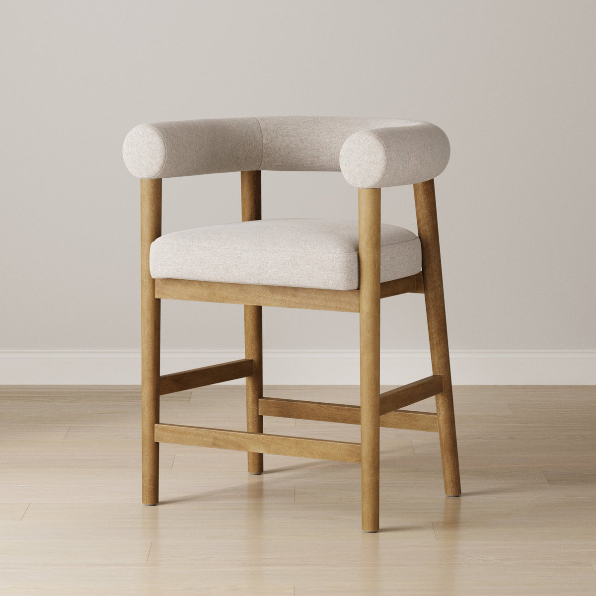 Modern Barrel Counter Bar Stool with Curved Back