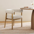 Modern Upholstered Curved Back Dining Chair Flax/Light