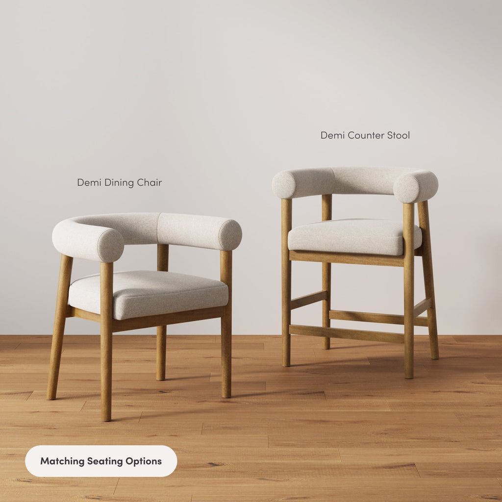 Modern Upholstered Curved Back Dining Chair Flax/Light