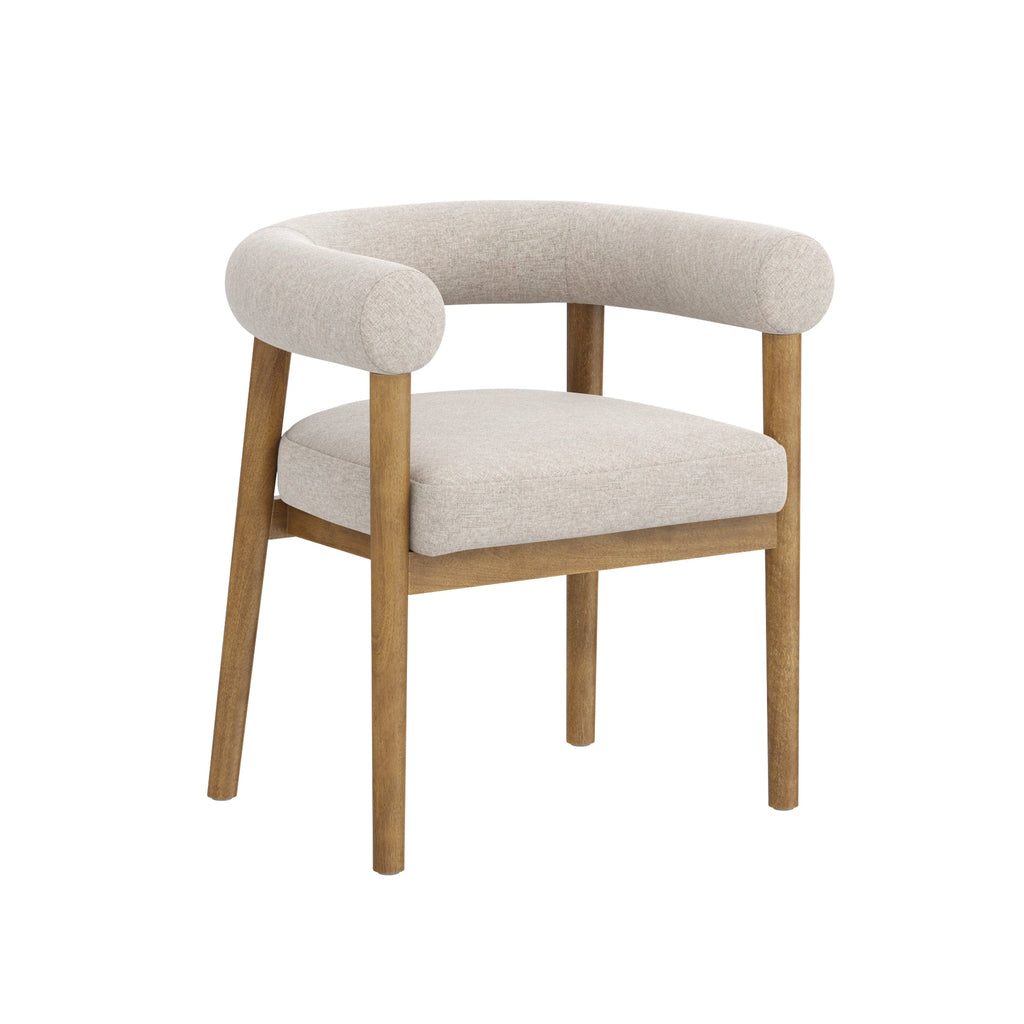 Modern Upholstered Curved Back Dining Chair Flax/Light