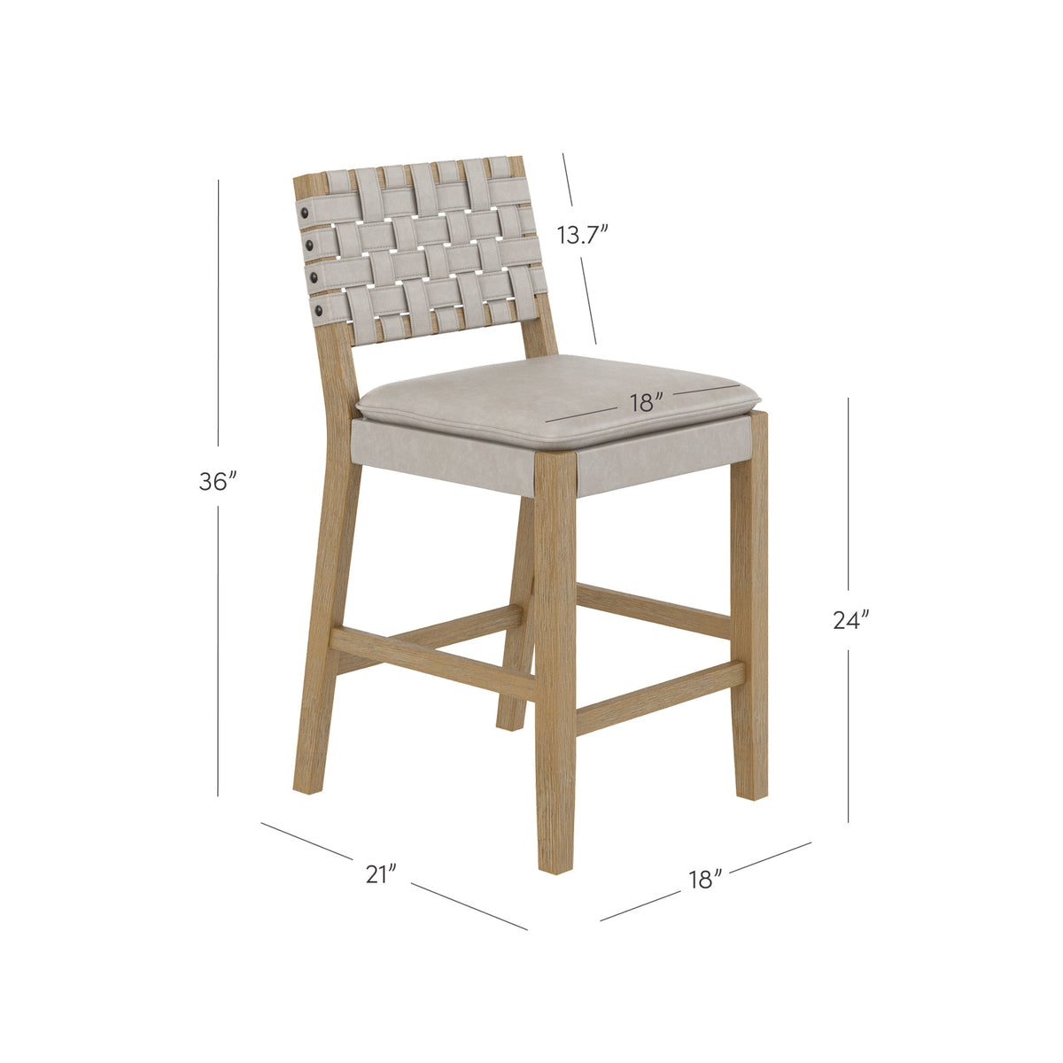 Woven Faux Leather Counter Height Bar Stool Taupe