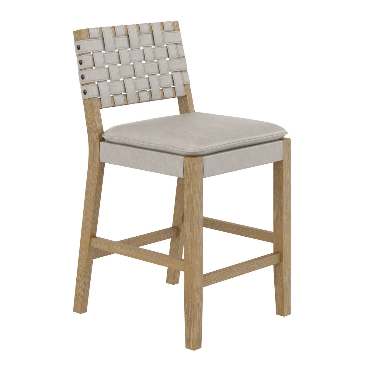 Woven Faux Leather Counter Height Bar Stool Taupe