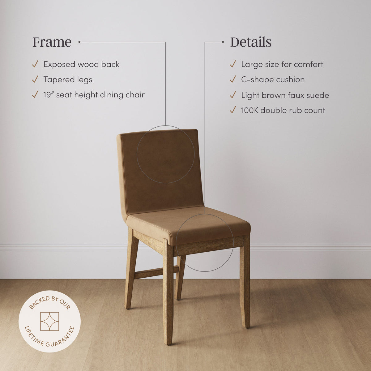Exposed Back Dining Chairs Light Brown (Set of 6)