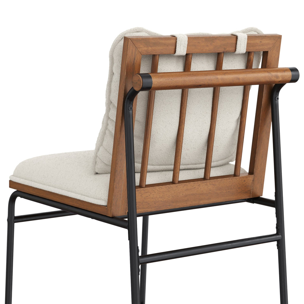 Metal Bar Stool with Cushion and Solid Wood Frame