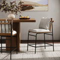 Metal Bar Stool with Cushion and Solid Wood Frame