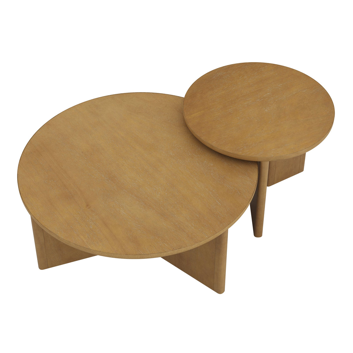 Mid-Century Modern Wood Nesting Coffee Table Set Light