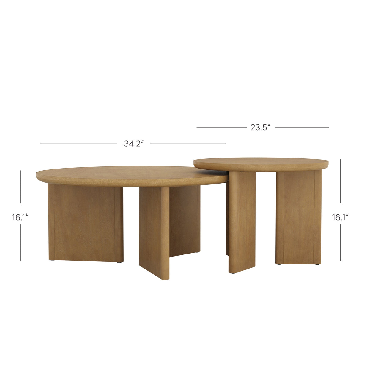 Mid-Century Modern Wood Nesting Coffee Table Set Light