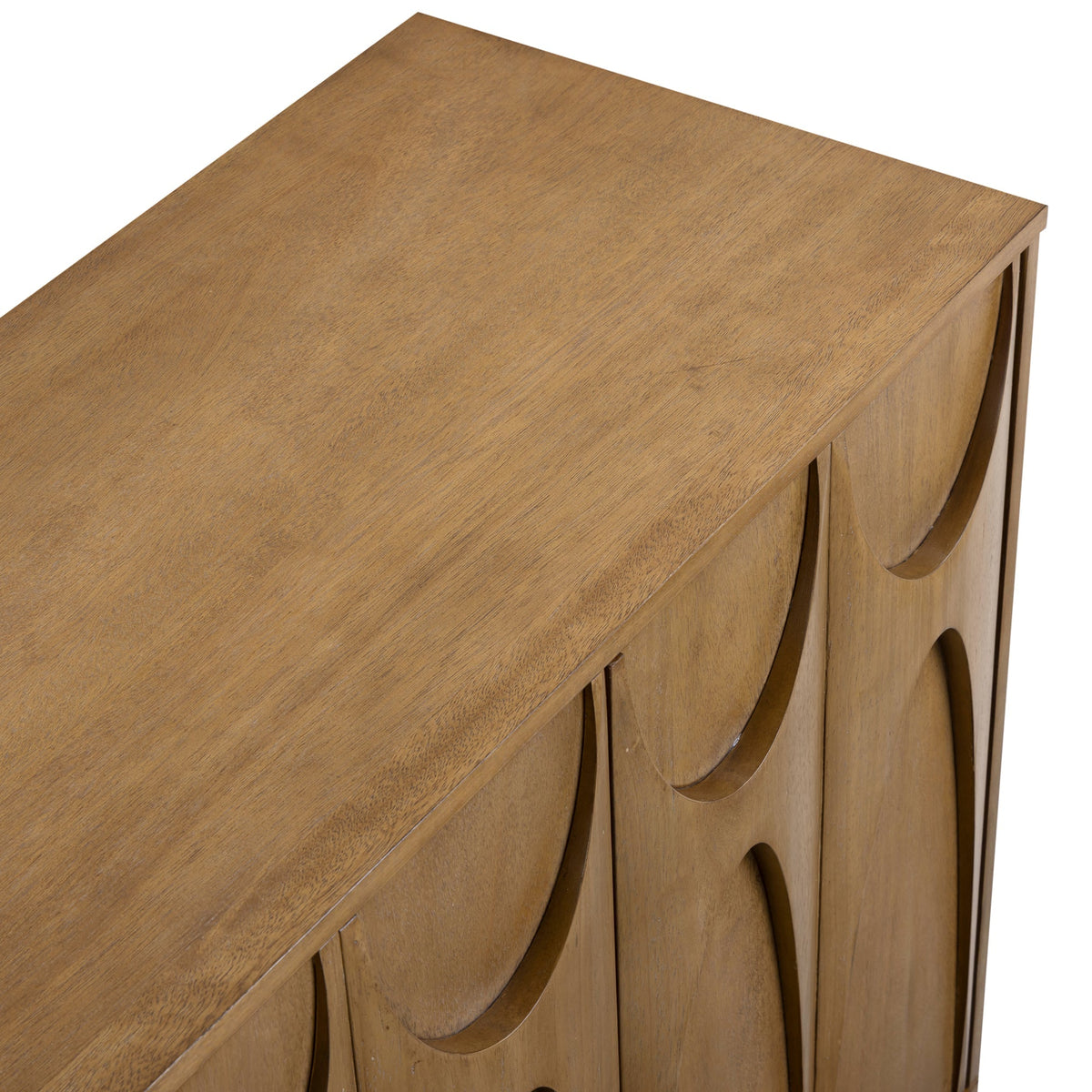 Mid Century Credenza with Antique Carved Doors Light