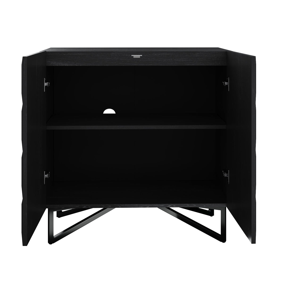 Contemporary Credenza Storage with Textured Front Black