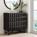 Contemporary Credenza Storage with Textured Front Black
