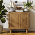 Mid Century Bar Cabinet Credenza with Sculpted Doors