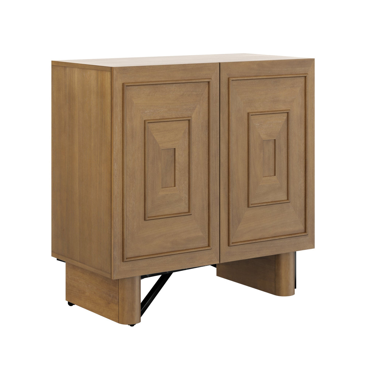 Mid Century Bar Cabinet Credenza with Sculpted Doors