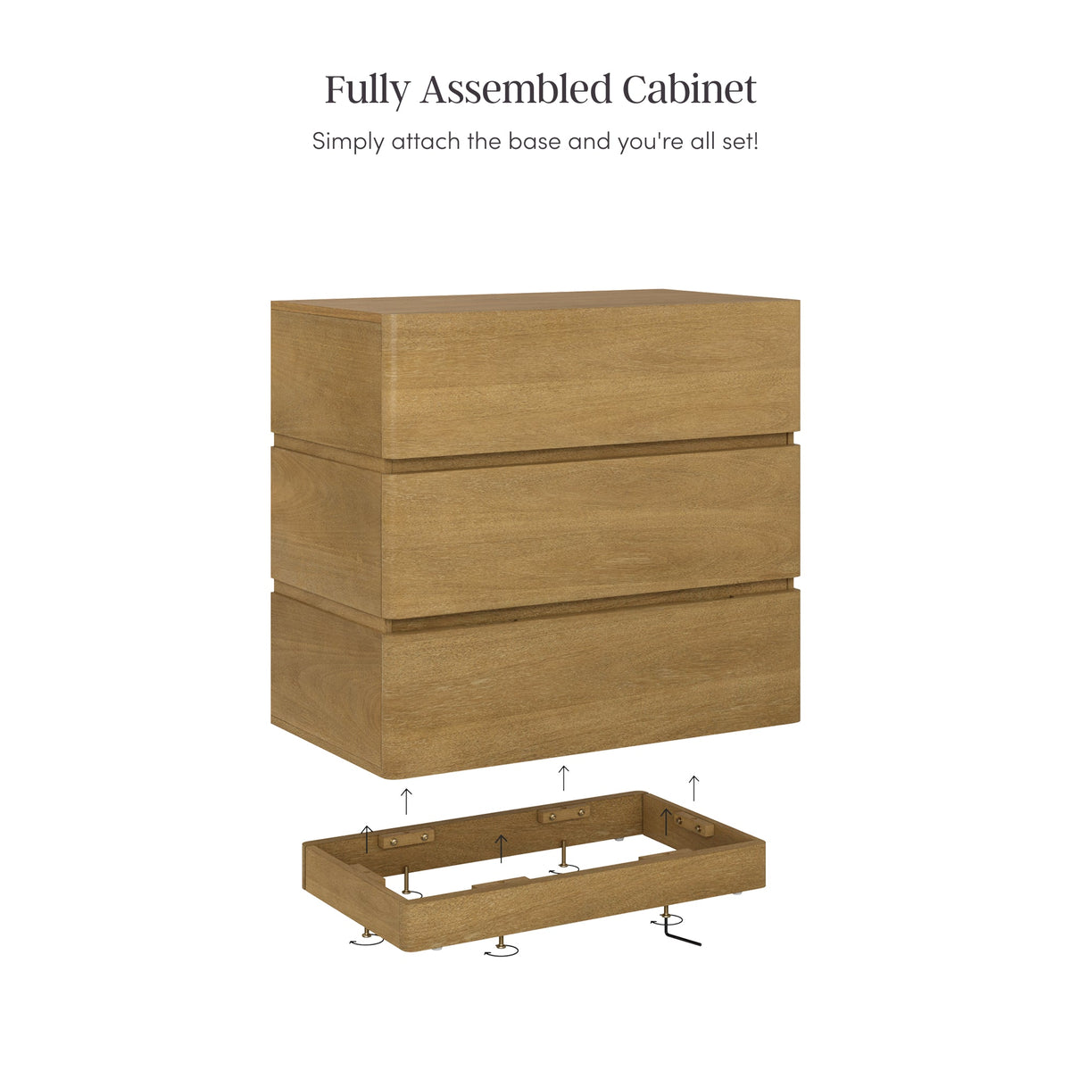 Wooden Modern 3-Drawer Dressers Light Brown (Set of 3)
