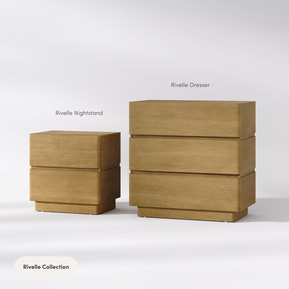 Wooden Modern 3-Drawer Dressers Light Brown (Set of 3)