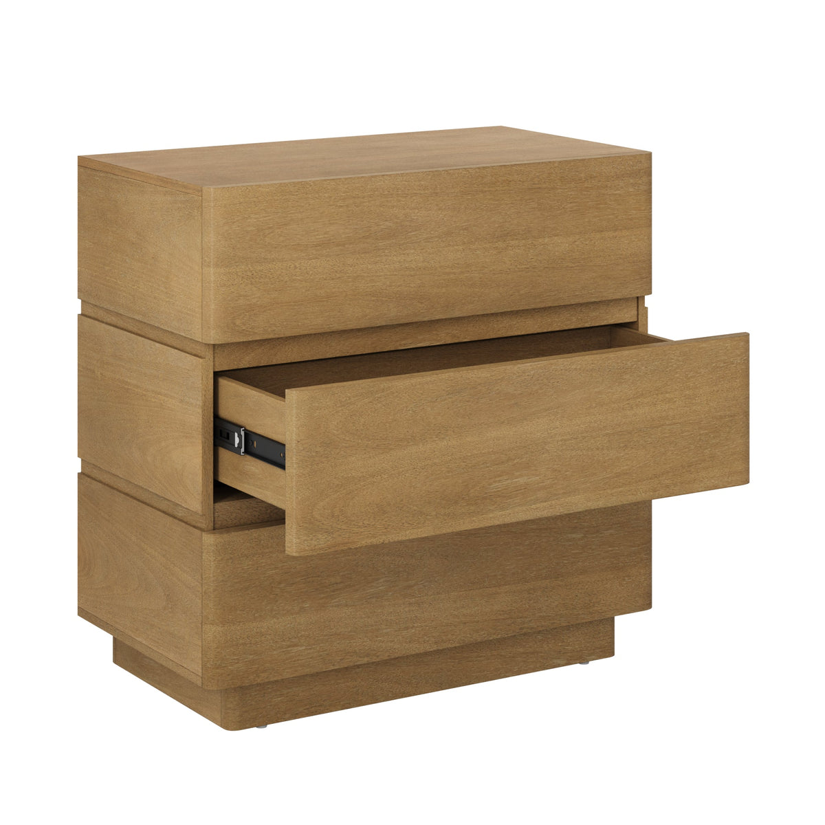 Wooden Modern 3-Drawer Dressers Light Brown (Set of 2)