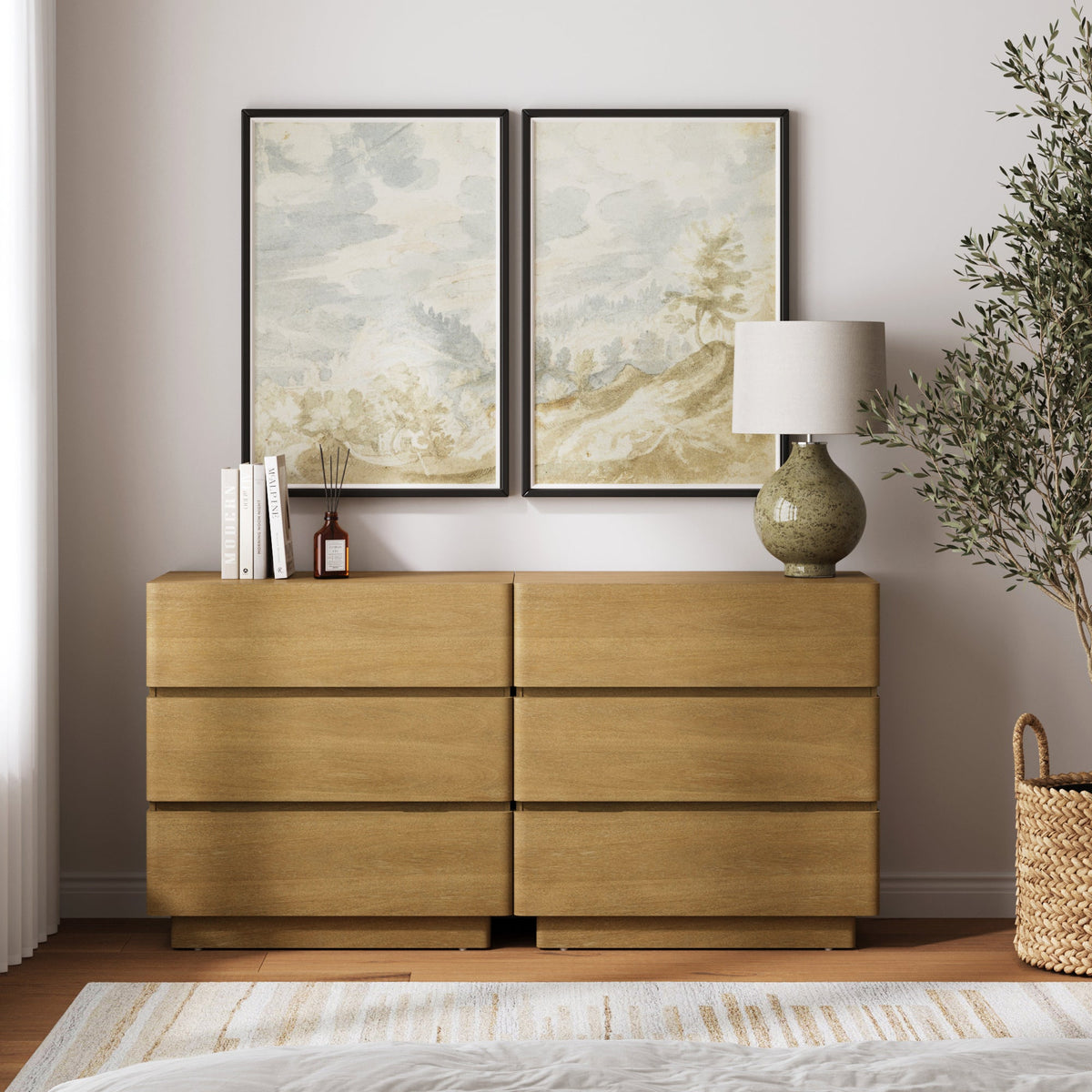 Wooden Modern 3-Drawer Dresser Light Brown