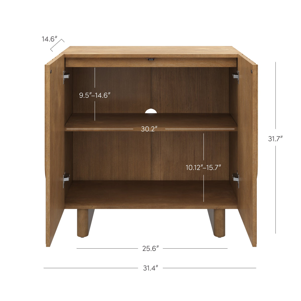 Mid Century Style Credenza with Geometric Carved Doors