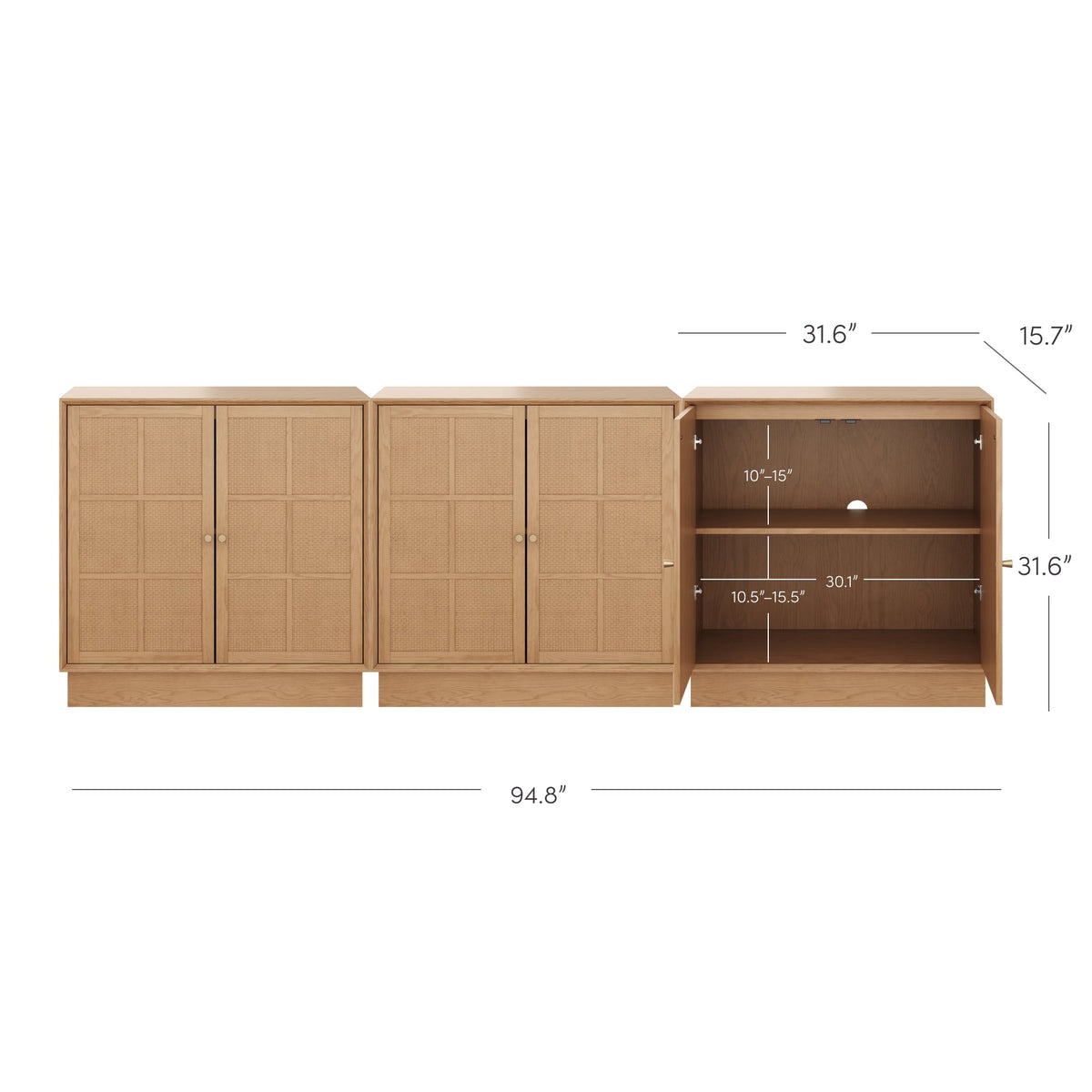 Modern Coastal Raw Oak TV Cabinet Stand for TVs up to 75"