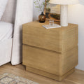 Modern Wood 2 Drawer Nightstand with Rounded Edges Light