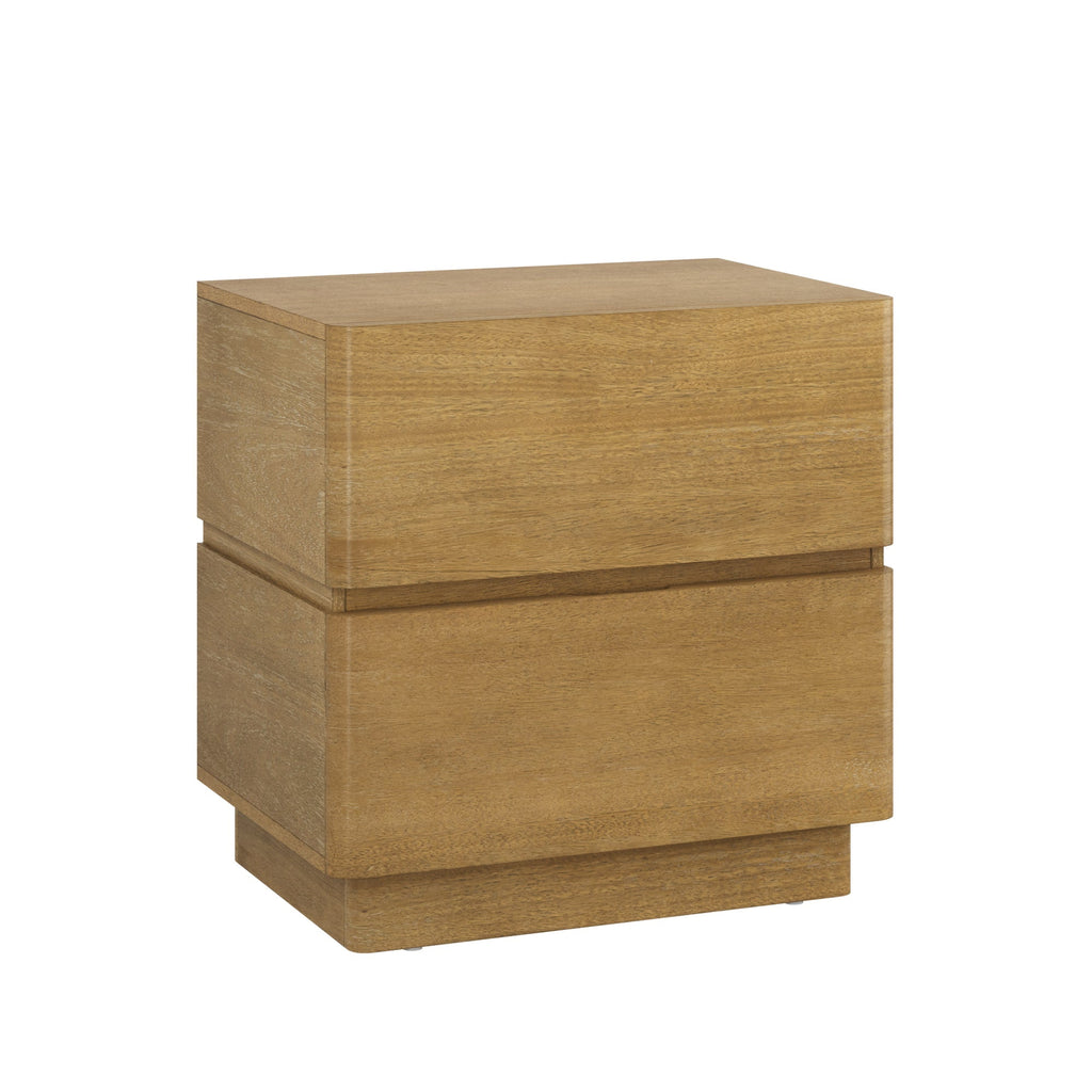 Modern Wood 2 Drawer Nightstand with Rounded Edges Light