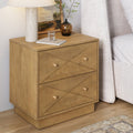 Geometric Wood Modern Nightstand with 2 Drawers Light