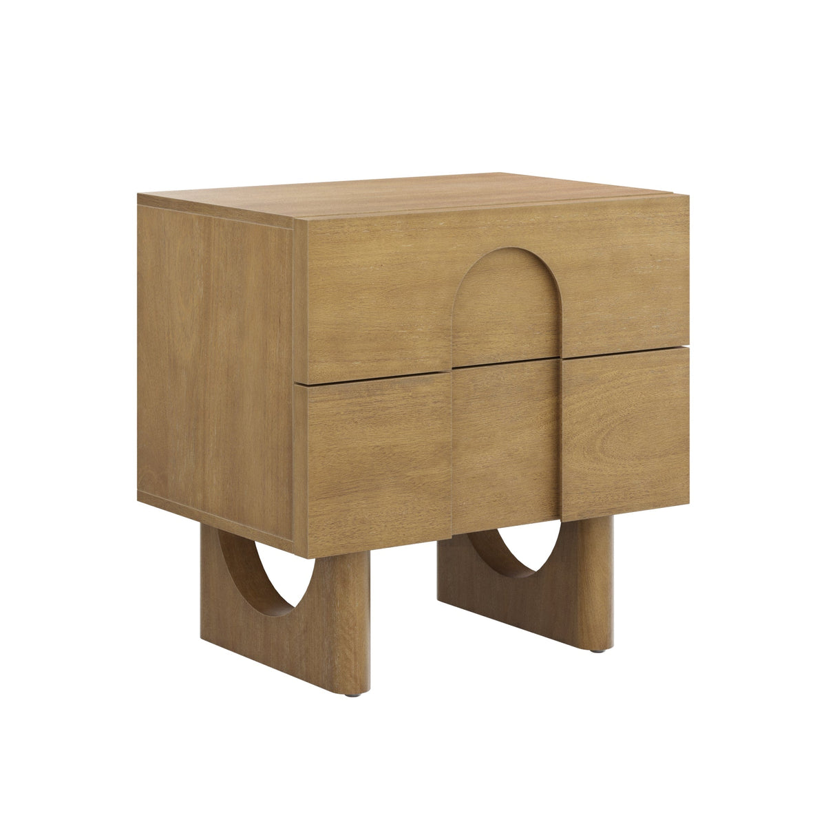 Wooden Bedside Table with Drawers and Solid Wood Legs