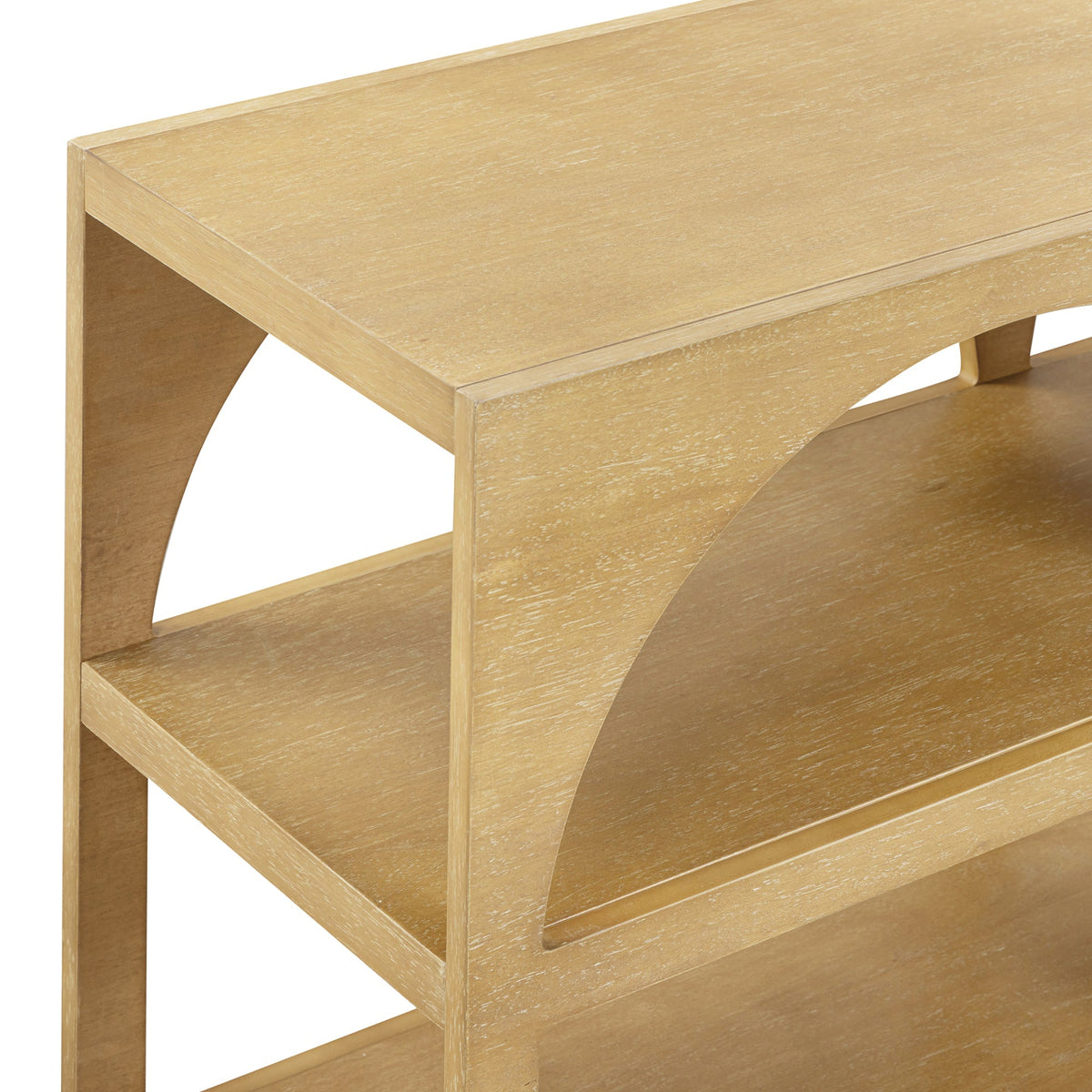 Organic Modern Wood Arched Open Shelf Storage Cabinet