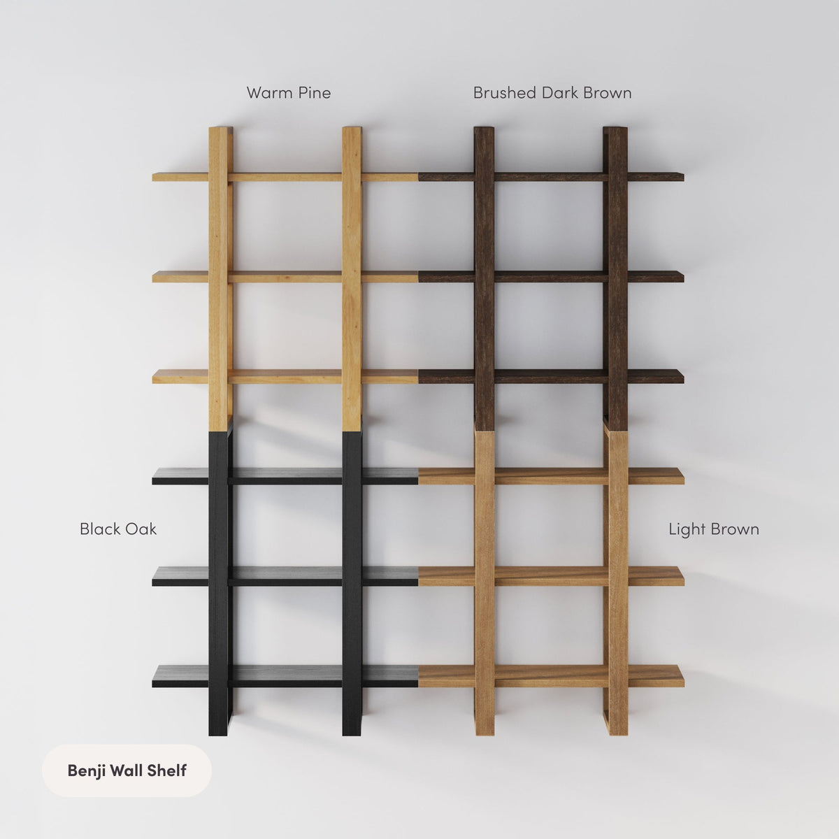 Solid Wood Modular Floating Wall Shelf Light Brown