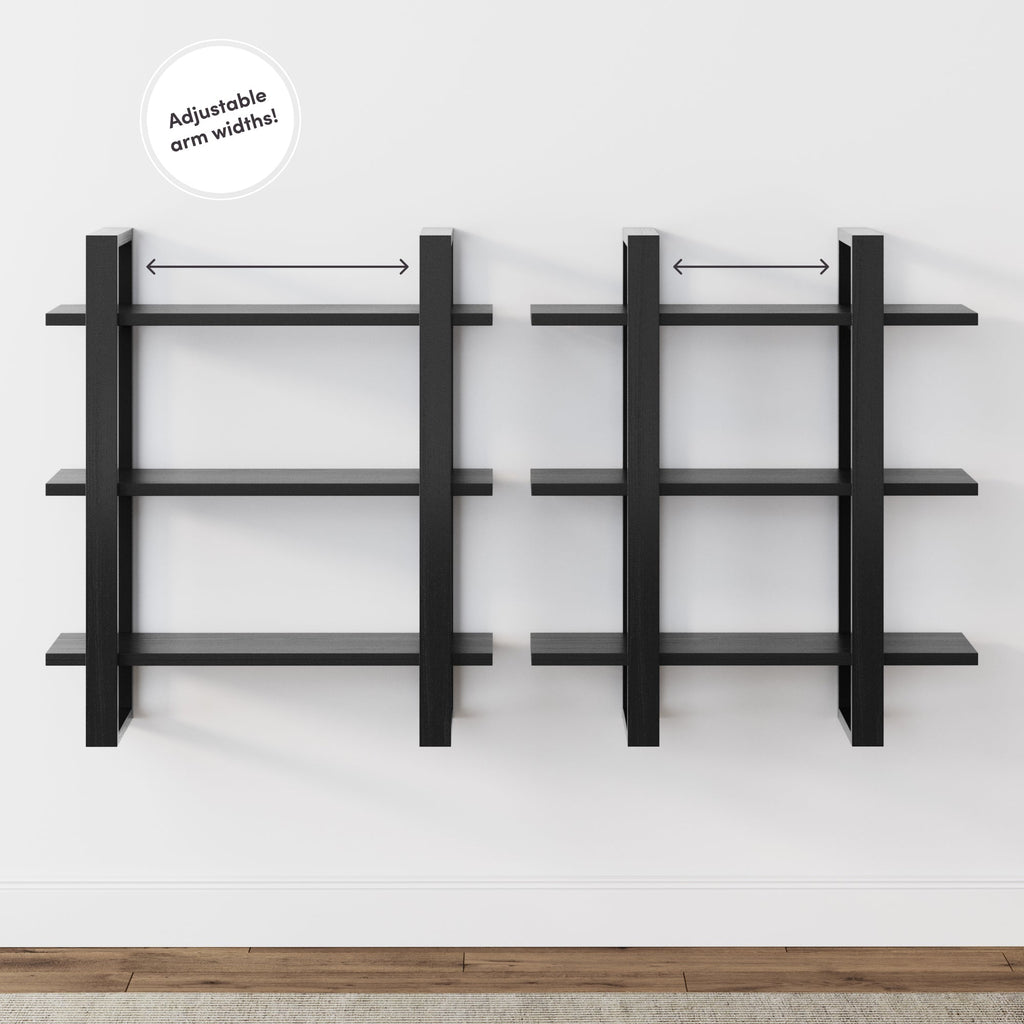 Solid Wood Modular Floating Wall Shelf Black Oak