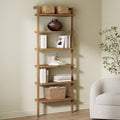 Modern 6-Shelf Wall Mounted Solid Wood Bookcase Light