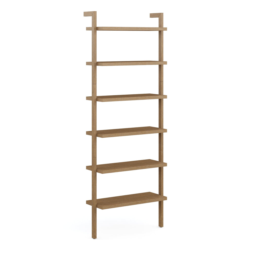 Modern 6-Shelf Wall Mounted Solid Wood Bookcase Light