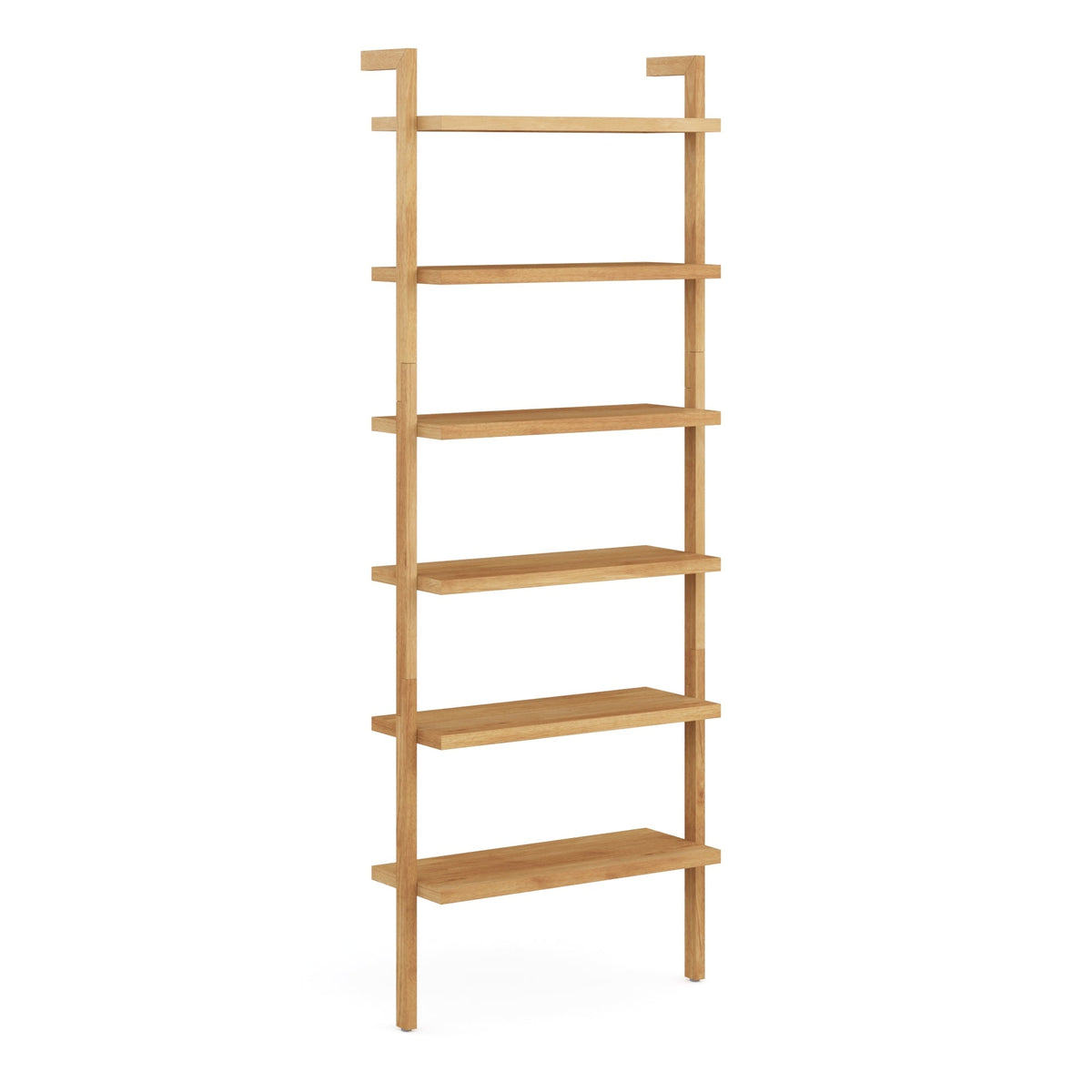 Modern 6-Shelf Wall Mounted Solid Wood Bookcase Warm Pine