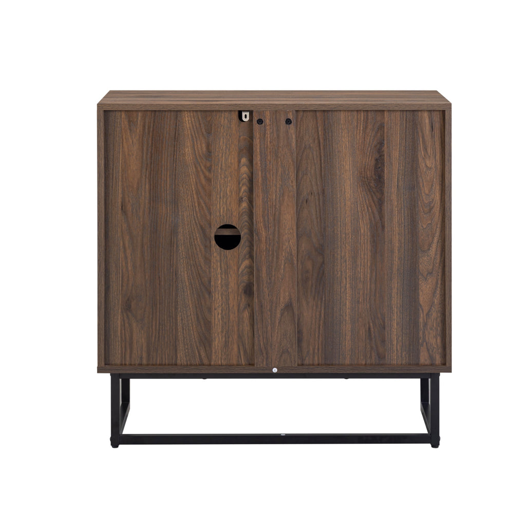 Wood Herringbone TV Console for TVs up to 75" Walnut