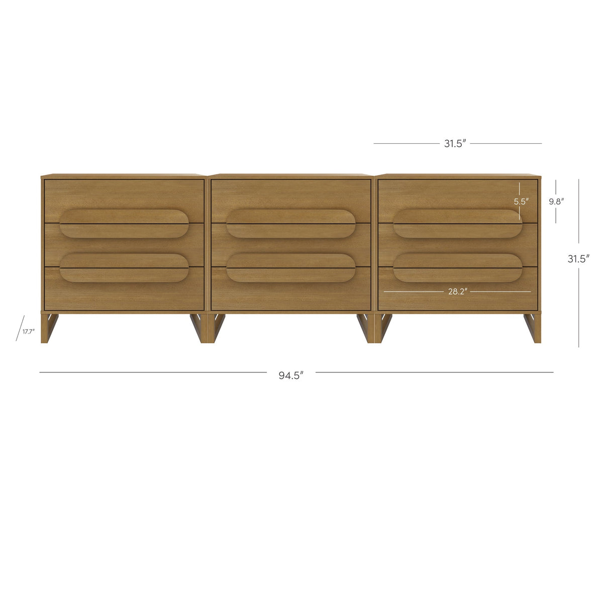 Modern 3-Drawer Solid Wood Dresser with Integrated