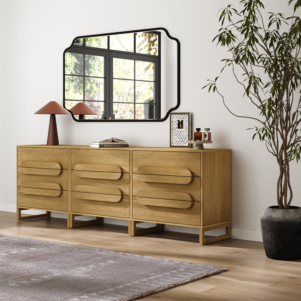 Modern 3-Drawer Solid Wood Dresser with Integrated