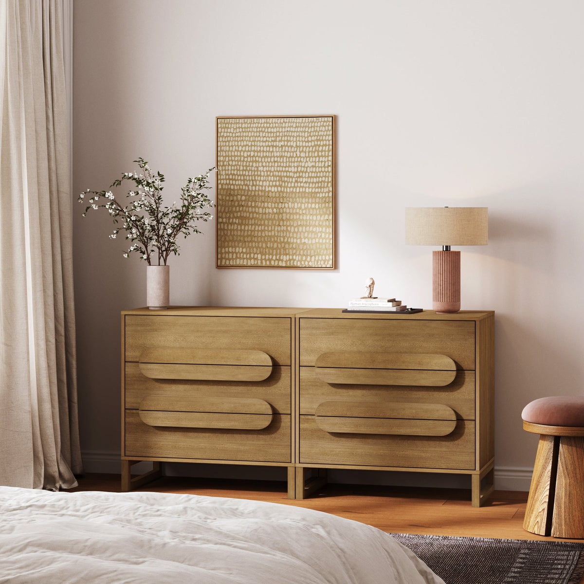 Modern 3-Drawer Solid Wood Dresser with Integrated