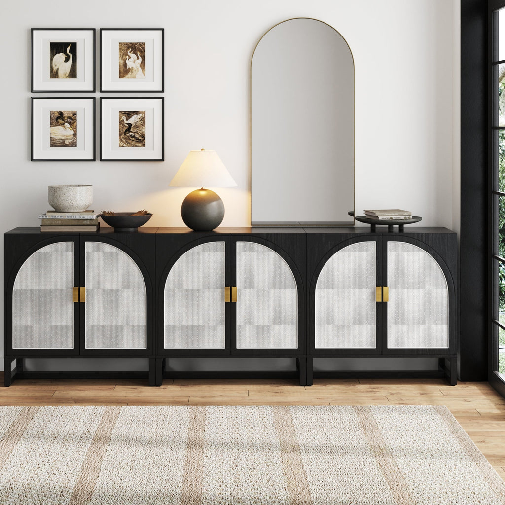 Rattan Arched TV Stand Media Console for TVs up to 75"