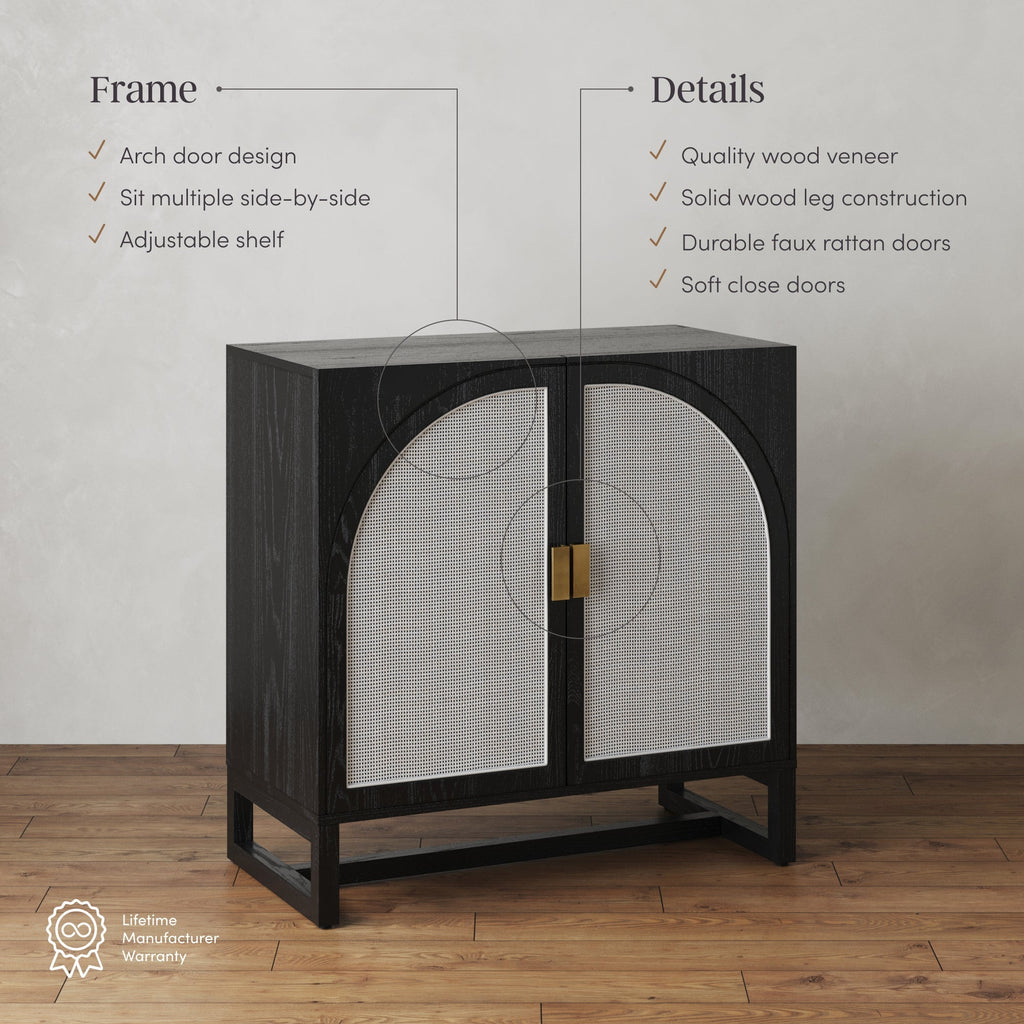 Rattan Arched TV Stand Media Console for TVs up to 75"