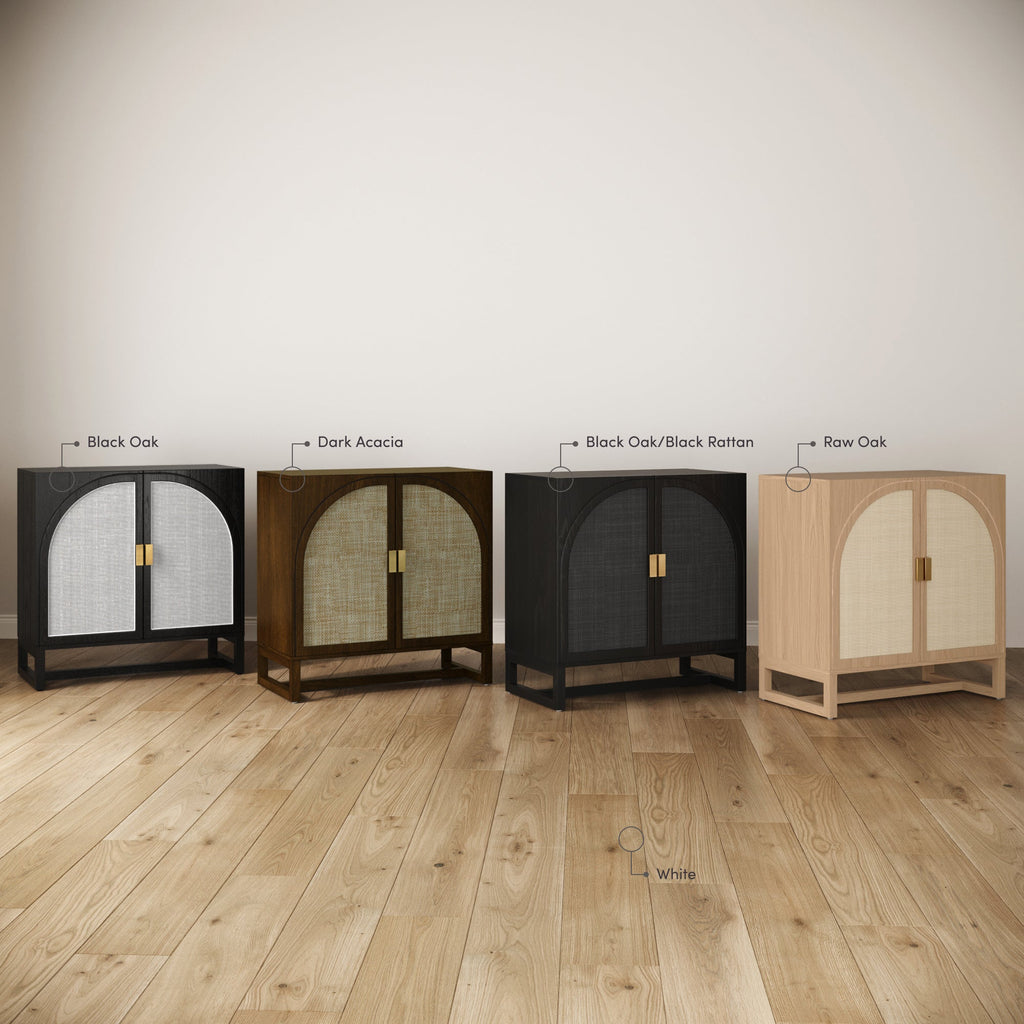 Rattan Arched TV Console Stand for TVs up to 75" Brown