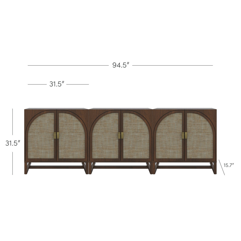 Rattan Arched TV Console Stand for TVs up to 75" Brown