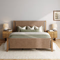 Faux Leather King Bed Frame with 2 Arched Nightstands Set