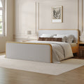 Wood Bed Frame in Feather Gray Upholstery | Size King