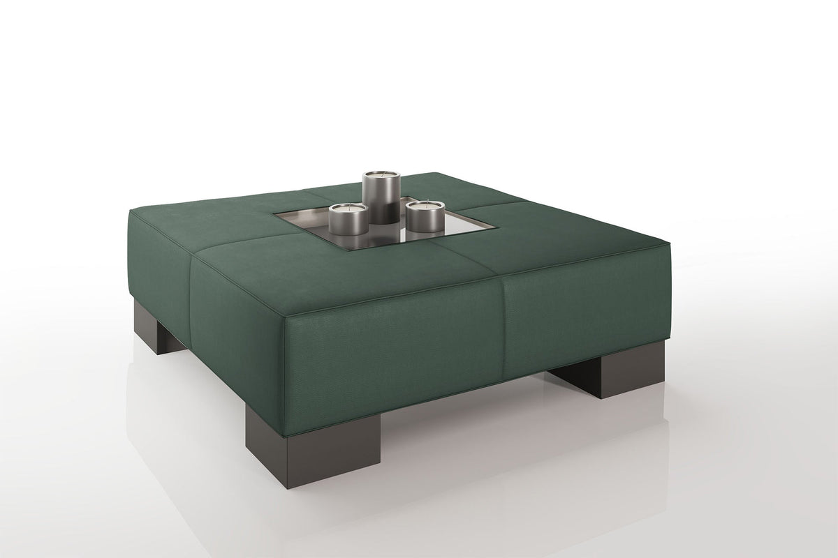 Como 35" Leather Coffee Table - High Wooden Legs