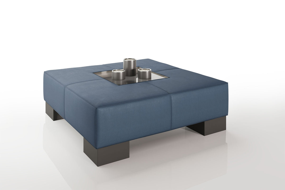 Como 35" Leather Coffee Table - High Wooden Legs
