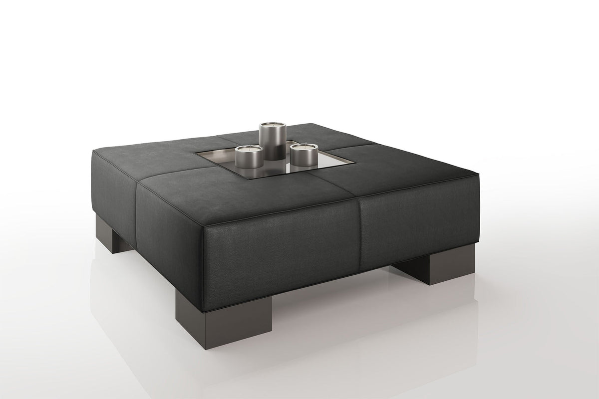 Como 35" Leather Coffee Table - High Wooden Legs