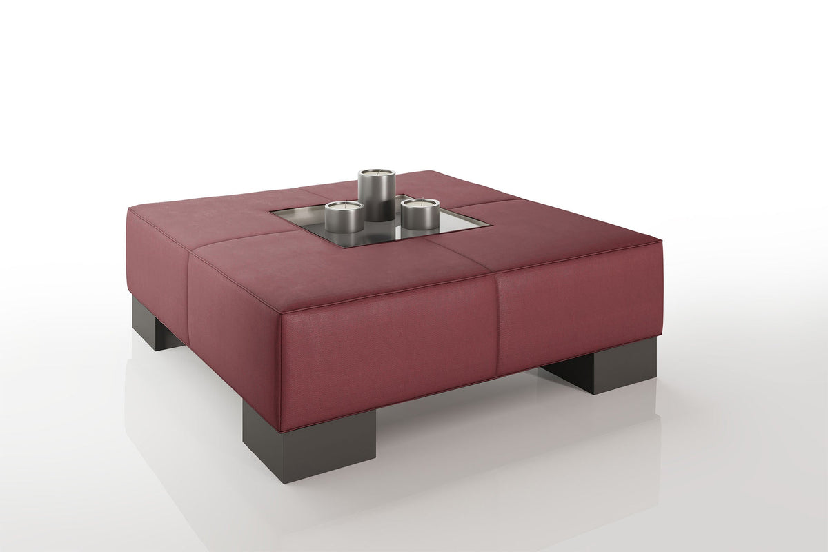 Como 35" Leather Coffee Table - High Wooden Legs