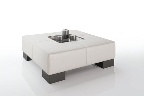 Como 35" Leather Coffee Table - High Wooden Legs