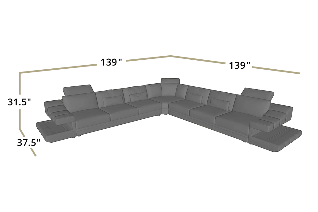 Chicago LG Buffalo Full-Leather L-Sectional Large