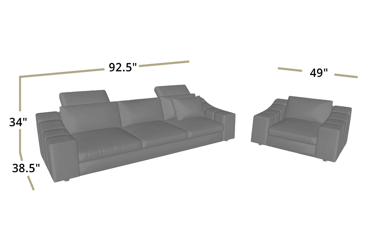 Chicago Modern Fabric 3 Seater Sofa